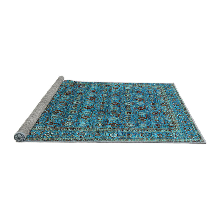 Sideview of Machine Washable Oriental Light Blue Industrial Rug, wshurb2313lblu