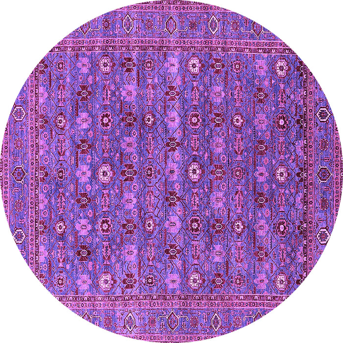 Round Machine Washable Oriental Purple Industrial Area Rugs, wshurb2313pur