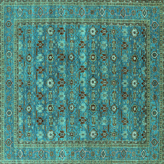 Square Machine Washable Oriental Turquoise Industrial Area Rugs, wshurb2313turq