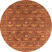 Round Oriental Orange Industrial Rug, urb2313org