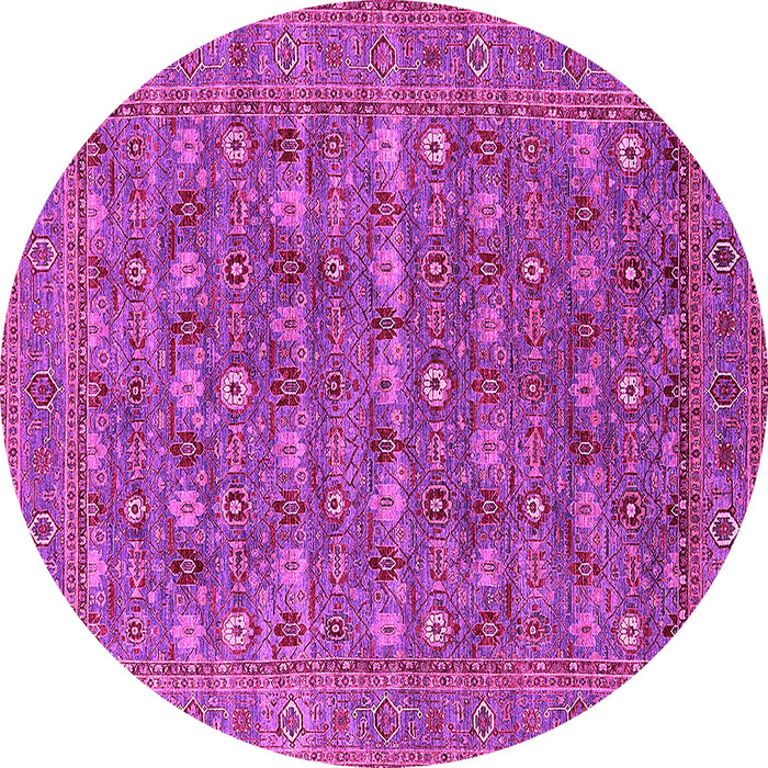 Round Machine Washable Oriental Pink Industrial Rug, wshurb2313pnk