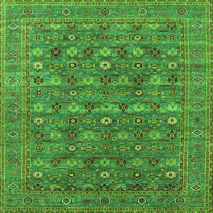 Square Machine Washable Oriental Green Industrial Area Rugs, wshurb2313grn