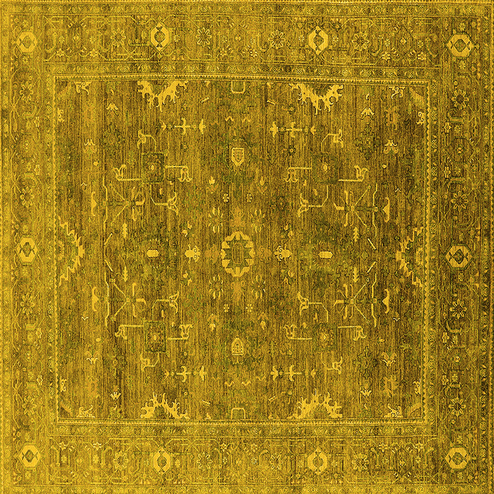 Square Machine Washable Oriental Yellow Industrial Rug, wshurb2314yw