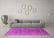 Machine Washable Oriental Pink Industrial Rug in a Living Room, wshurb2314pnk