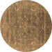 Round Oriental Brown Industrial Rug, urb2314brn