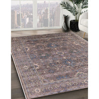 Mid-Century Modern Rosy Brown Pink Oriental Rug, urb2314