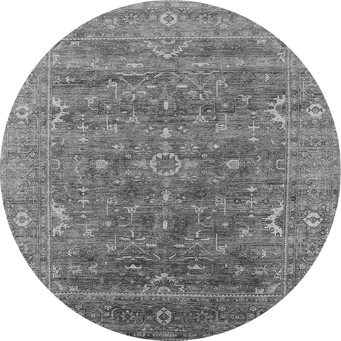 Round Oriental Gray Industrial Rug, urb2314gry