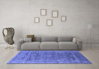 Machine Washable Oriental Blue Industrial Rug, wshurb2314blu