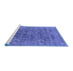 Sideview of Machine Washable Oriental Blue Industrial Rug, wshurb2314blu