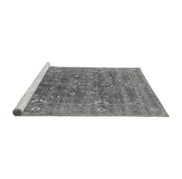 Sideview of Machine Washable Oriental Gray Industrial Rug, wshurb2314gry