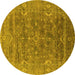 Round Oriental Yellow Industrial Rug, urb2314yw