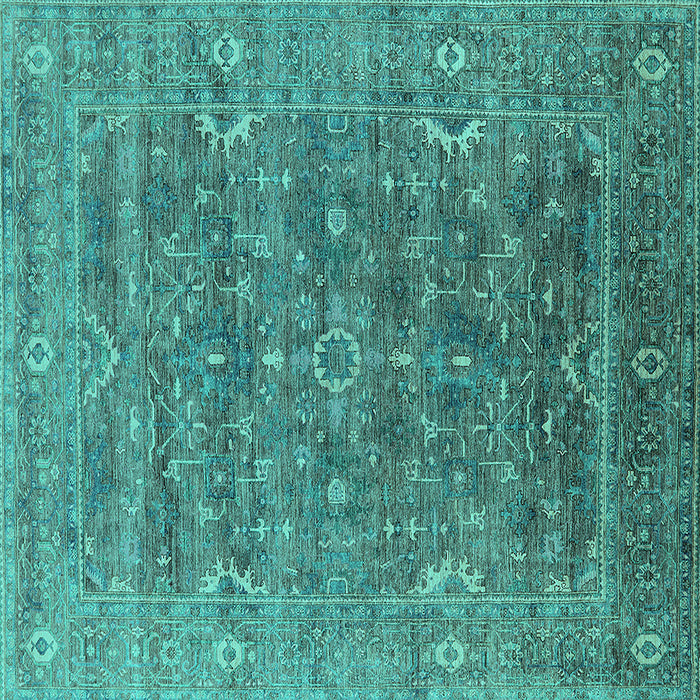 Square Oriental Turquoise Industrial Rug, urb2314turq