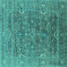 Square Oriental Turquoise Industrial Rug, urb2314turq