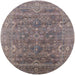 Round Mid-Century Modern Rosy Brown Pink Oriental Rug, urb2314