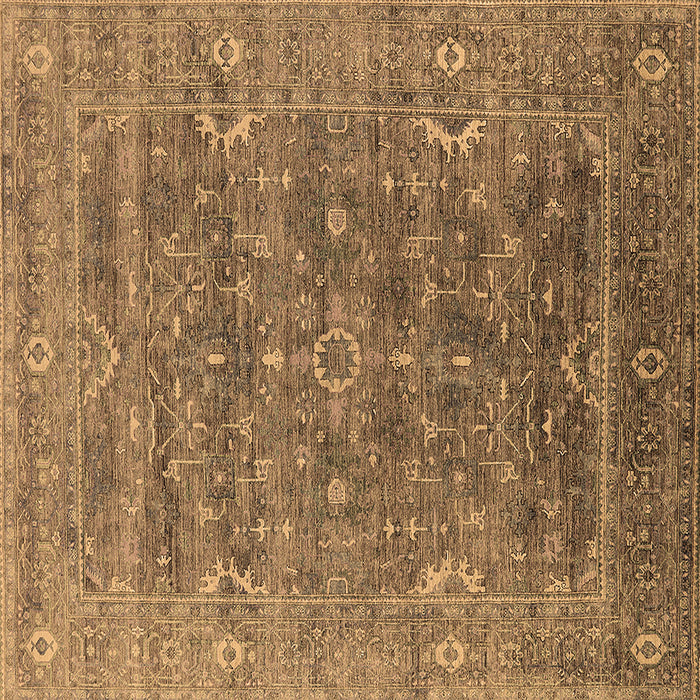 Square Machine Washable Oriental Brown Industrial Rug, wshurb2314brn