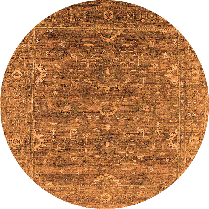 Round Oriental Orange Industrial Rug, urb2314org