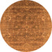 Round Oriental Orange Industrial Rug, urb2314org