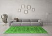 Machine Washable Oriental Green Industrial Area Rugs in a Living Room,, wshurb2314grn