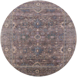 Round Machine Washable Industrial Modern Rosy Brown Pink Rug, wshurb2314