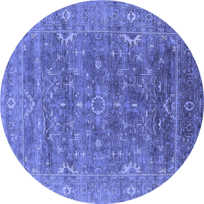 Round Oriental Blue Industrial Rug, urb2314blu