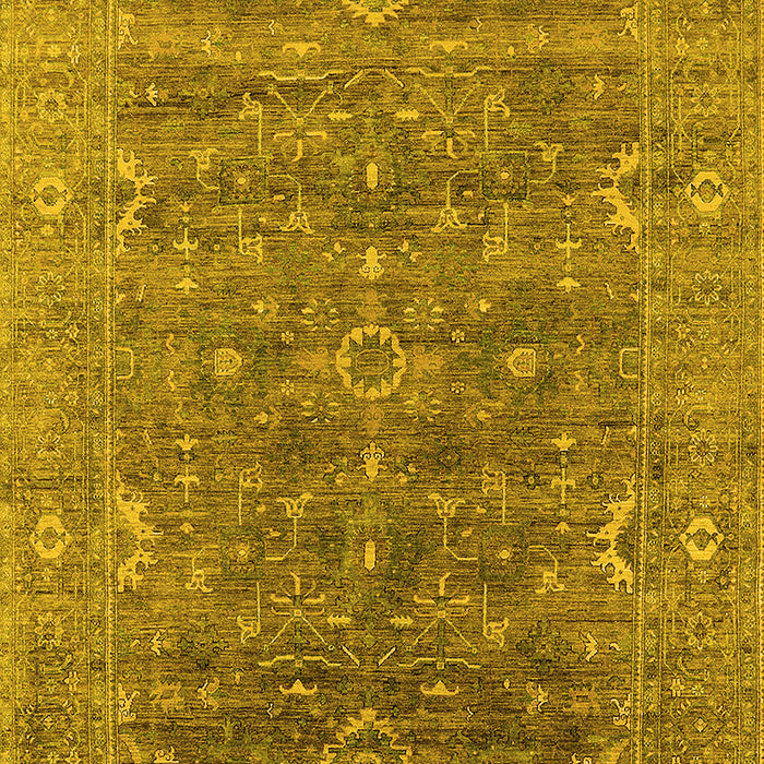Machine Washable Oriental Yellow Industrial Rug, wshurb2314yw