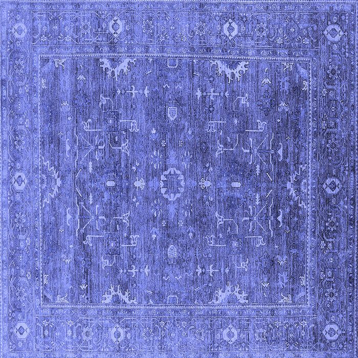 Square Machine Washable Oriental Blue Industrial Rug, wshurb2314blu