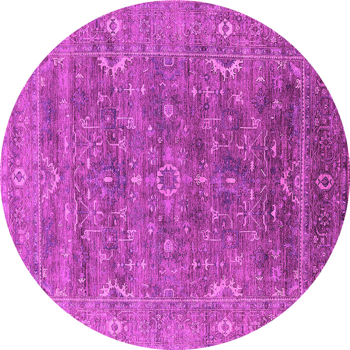 Round Machine Washable Oriental Pink Industrial Rug, wshurb2314pnk