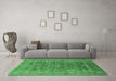 Machine Washable Oriental Emerald Green Industrial Area Rugs in a Living Room,, wshurb2314emgrn