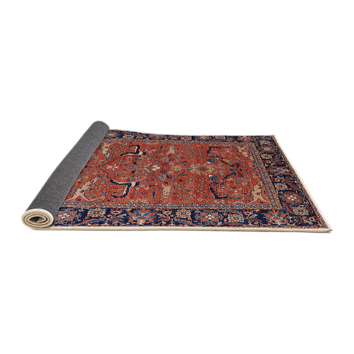 Sideview of Mid-Century Modern Saffron Red Oriental Rug, urb2315