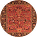 Round Machine Washable Oriental Orange Industrial Area Rugs, wshurb2315org