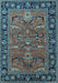 Machine Washable Oriental Light Blue Industrial Rug, wshurb2315lblu