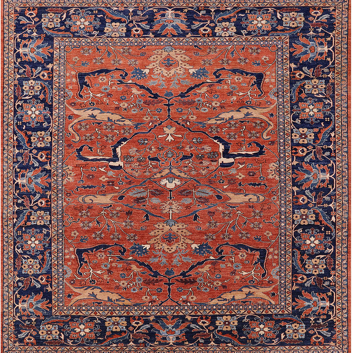 Square Machine Washable Industrial Modern Saffron Red Rug, wshurb2315