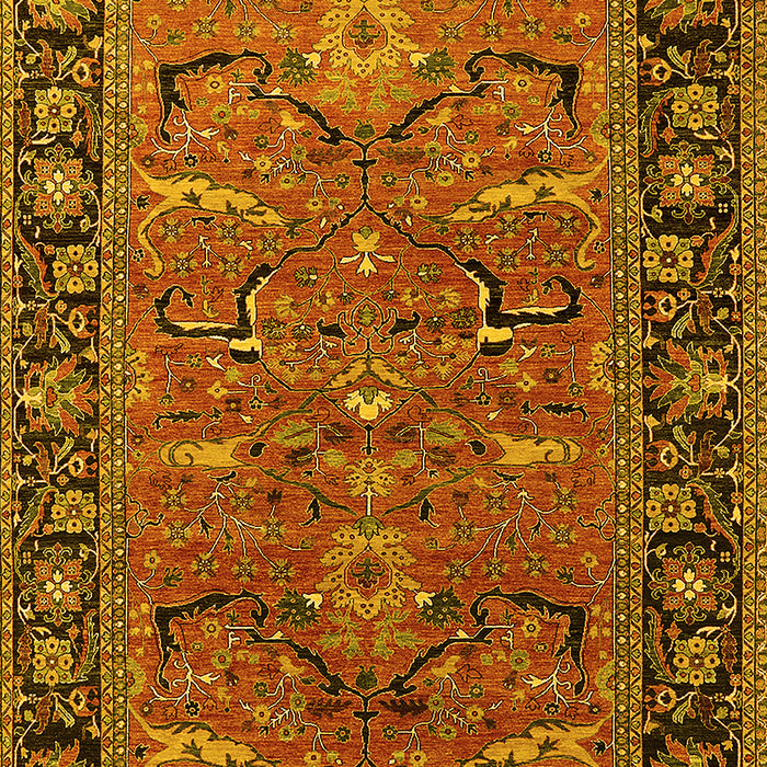 Machine Washable Oriental Yellow Industrial Rug, wshurb2315yw