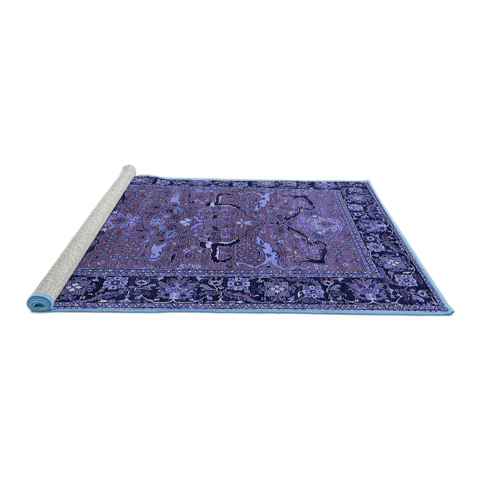 Sideview of Machine Washable Oriental Blue Industrial Rug, wshurb2315blu