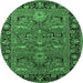 Round Oriental Emerald Green Industrial Rug, urb2315emgrn