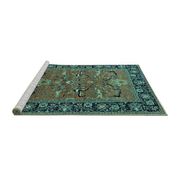 Sideview of Machine Washable Oriental Turquoise Industrial Area Rugs, wshurb2315turq