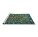 Sideview of Machine Washable Oriental Turquoise Industrial Area Rugs, wshurb2315turq