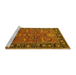 Sideview of Machine Washable Oriental Yellow Industrial Rug, wshurb2315yw