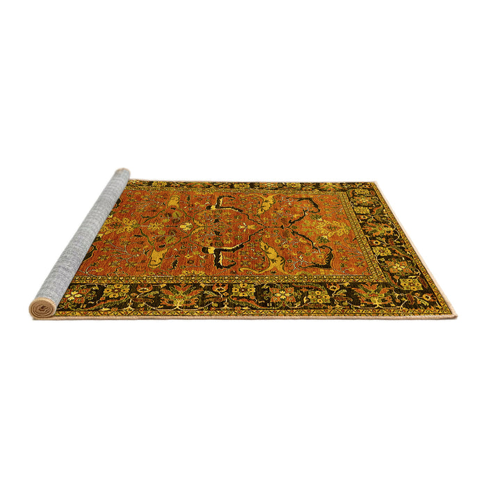 Sideview of Machine Washable Oriental Yellow Industrial Rug, wshurb2315yw