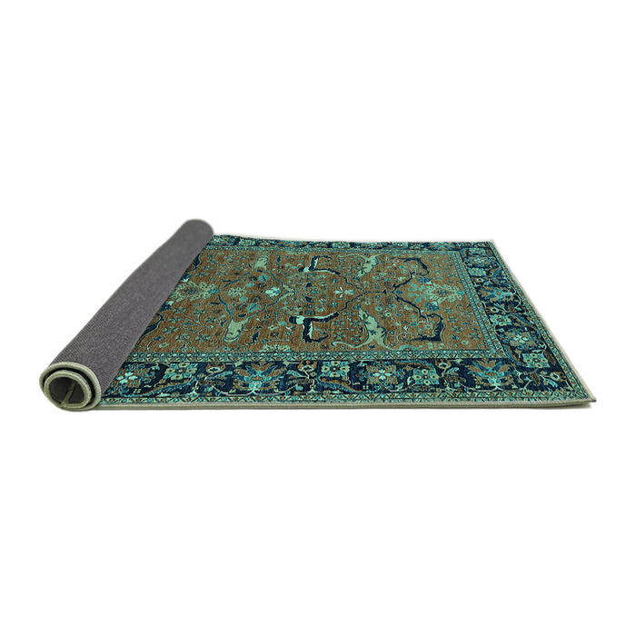 Sideview of Oriental Turquoise Industrial Rug, urb2315turq