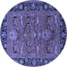 Round Oriental Blue Industrial Rug, urb2315blu