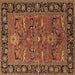 Square Oriental Brown Industrial Rug, urb2315brn