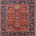 Square Mid-Century Modern Saffron Red Oriental Rug, urb2315