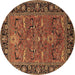 Round Oriental Brown Industrial Rug, urb2315brn