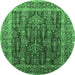 Round Oriental Emerald Green Industrial Rug, urb2316emgrn