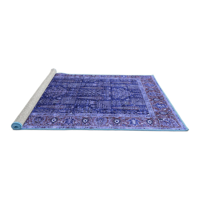 Sideview of Machine Washable Oriental Blue Industrial Rug, wshurb2316blu