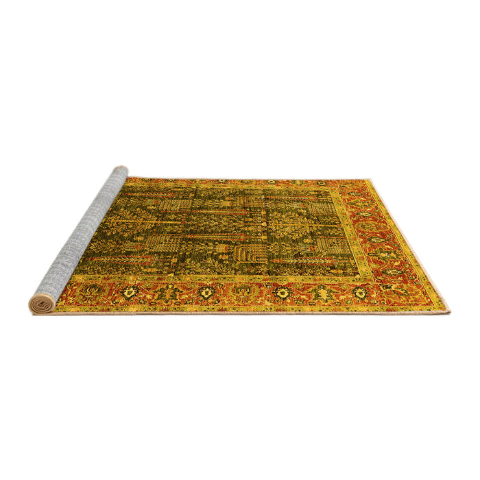 Sideview of Machine Washable Oriental Yellow Industrial Rug, wshurb2316yw