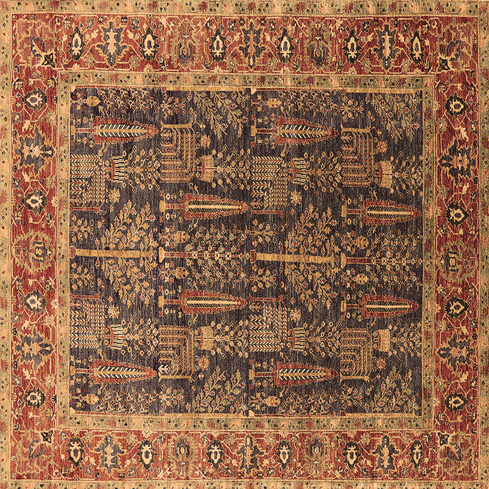 Square Machine Washable Oriental Brown Industrial Rug, wshurb2316brn