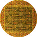 Round Oriental Yellow Industrial Rug, urb2316yw