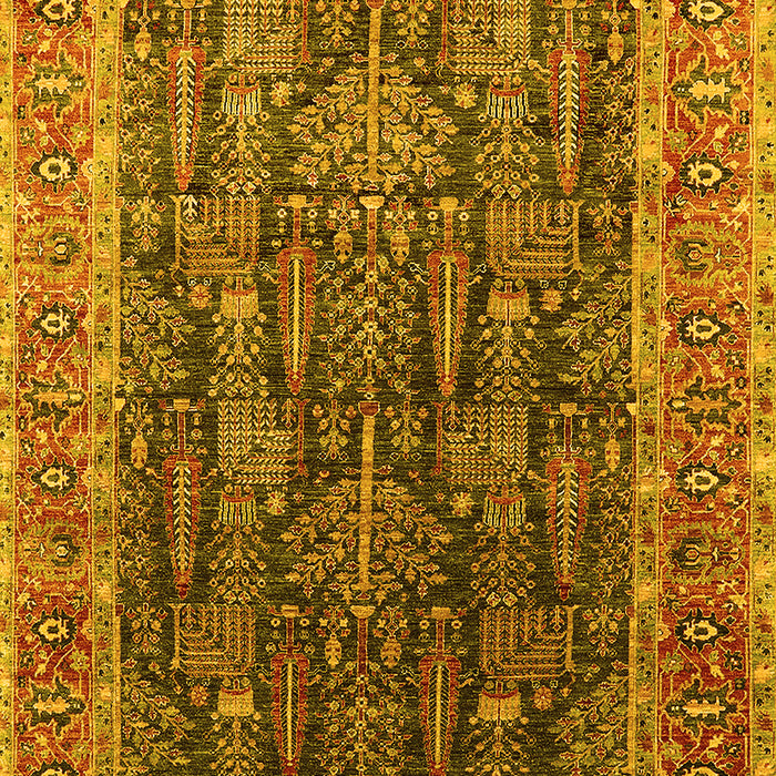 Machine Washable Oriental Yellow Industrial Rug, wshurb2316yw